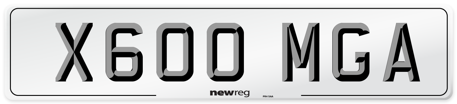 X600 MGA Number Plate from New Reg
